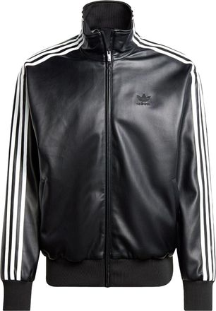 adidas Faux Leather Adicolor 3-Stripes Loose Firebird Track Suit Jacket Asia Sizing Black IZ4033