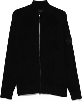 Stone Island Cardigan a coste con zip - Nero