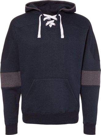 J. America Mens Sport Lace Colorblocked Fleece Hooded Sweatshirt