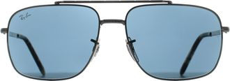Ray-Ban Rectangle Unisex Polished Silver Blue RB3796 Metal - One Size