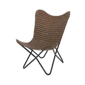 Rendez-Vous D&eacute;co Sill&oacute;n mariposa de cuero marr&oacute;n