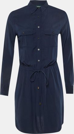 Ralph Lauren Lauren Ralph Lauren Navy Blue Poplin Knee Length Dress