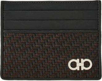 Ferragamo Portacarte Intrecciato in pelle - Marrone