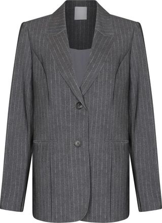 JapanTKY Goshiko Dessin Blazer - Dames - Blazers - Grijs - M - Leer - Jassen