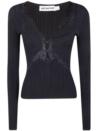 Self Portrait Lace Knit Top