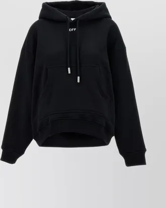 Off-white stamped drawstring hoodie with kangaroo pocket
