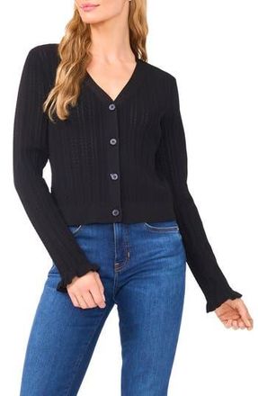 Ted Baker Pointelle Cardigan in Rich Black at Nordstrom Rack, Size X-Large