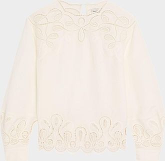 SIMKHAI Wendlyn Embroidered Long-Sleeve Top