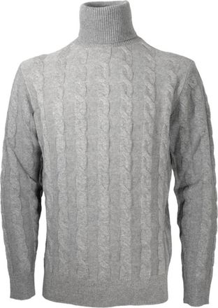Cashmere Company Heren Gevlochten Cashmere Wol Trui - Heren - Coltruien - Grijs - 3XL - Wol - Truien & Vesten
