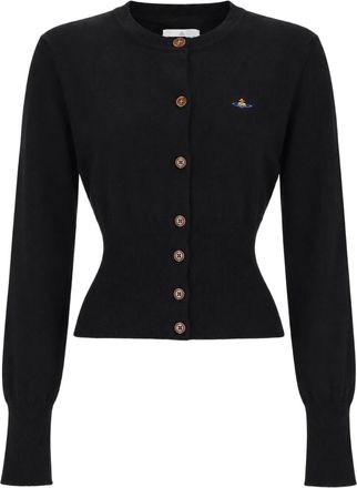 Vivienne Westwood Cropped Fitted Cardigan With Ribbed Cuffs And Button Detail