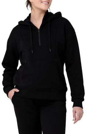 Ripe Nicky Maternity/Nursing Quarter Zip Hoodie in Black at Nordstrom, Size Xx-Large