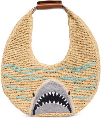 Staud Large Raffia Moon Shoulder Bag in Great White at Nordstrom