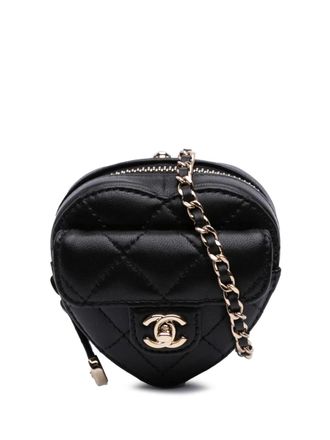 Chanel 2021 Lambskin CC in Love Heart Necklace Bag crossbody bag - Black