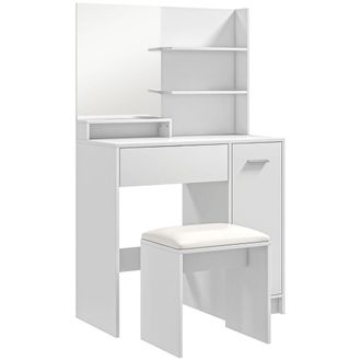 HOMCOM Tocador de maquillaje 80x40x132 cm blanco