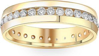 Pompeii3 1 1/4ct Mens Diamond Channel Set Eternity Ring 14K Yellow Gold Size Selectable
