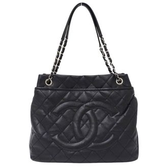 Chanel Black Grained Calfskin Handbag Tote Bag (Pre-Owned)