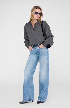 Anine Bing Lee Polo Sweater in Medium Heather Grey at Nordstrom, Size Large
