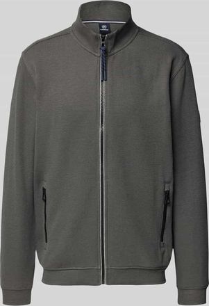 Lerros Sweatjacke mit Strukturmuster und Rei&szlig;verschlusstaschen in Dunkelgrau, Gr&ouml;&szlig;e XXL