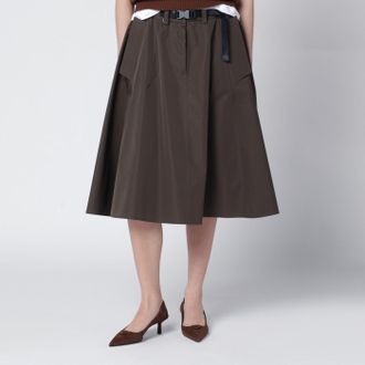 Prada Wide camouflage green skirt in technical canvas