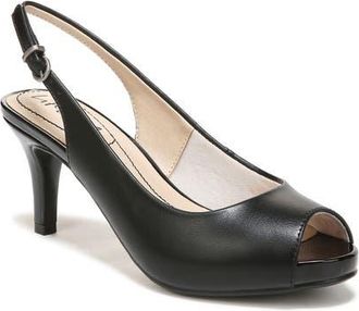 Life Stride Teller Slingback Peep Toe Pump - Wide Width Available in Black at Nordstrom, Size 7