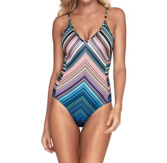 Jets By Jessika Allen Multi Strap Cross Back One Piece Swimsuit In Australia Spectrum
