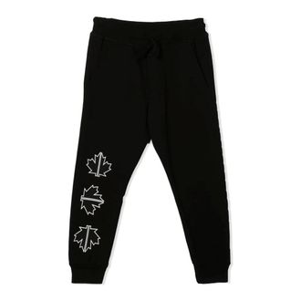 Dsquared2 Cotton Fleece Joggers - male - Dsquared2 - Sweatpants - Black - 16 Y - Kids
