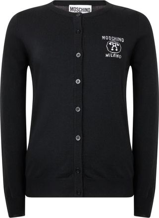 Moschino Truien & Vesten, Dames, Zwart, XS, Wol, Elegante Cardigan met Knopen en Kraag