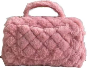 Generic Handle Tote Bag Fur Classic Leather Cover With Chain Strap, Compatible For Shoulder Sling(D)