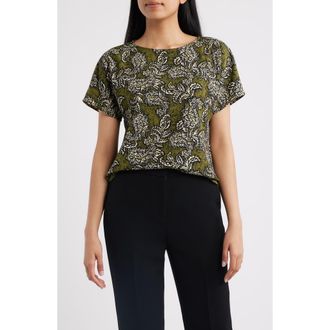 Anne Klein Paisley Print Short Sleeve Top in Bay Leaf Multi at Nordstrom, Size X-Small