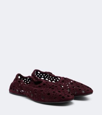 Alaia Ala&iuml;a Vienne suede ballet flats