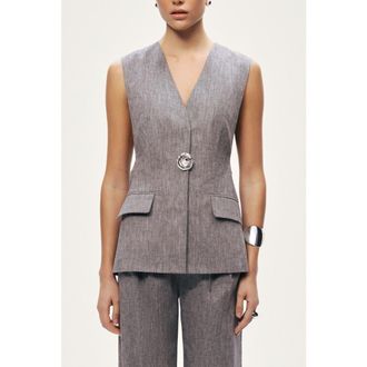 Nocturne Tailored Button Front Vest in Multi-Colored at Nordstrom, Size X-Large Eu