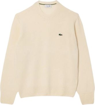 Lacoste Trui met ronde hals - Heren - Ronde hals truien - Beige - 2XL - Wol - Truien & Vesten
