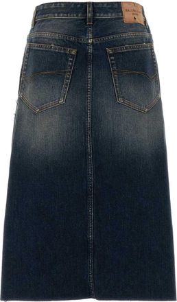 Balenciaga Womens Pleated Skirt Black Exterior Linen Cotton