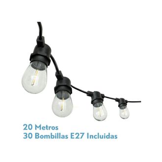 Fabrilamp Fabrilamp - Guirnalda Luces Exterior Verbena 20m 30xe27led 30w 4000k Bombillas Reemplazables E Interconectable Ip44