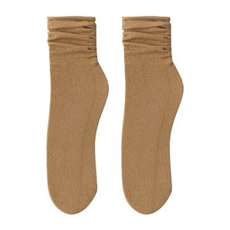 Generic Womens Summer And Autumn Thin Ice Socks Solid Simple Ice Silk Socks Mid Tube Socks Medias Women (Khaki, 18-40)