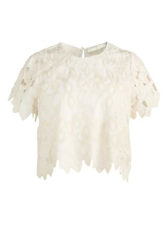 Marie Oliver Pelumi embroidered scallop-hem top - Neutrals