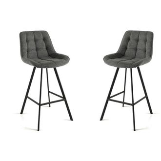 Capodarte Sgabello da cucina in tessuto Grigio Fumo gambe metallo friedic Set 2 pz