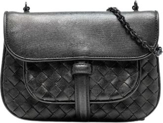 Bottega Veneta Pre-owned Mini Bags, female, Gray, Size: ONE SIZE Pre-owned Leather Mini Crossbody Bag
