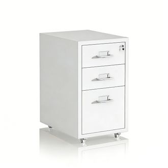 Relaxdays Relaxdays Cajonera Con Ruedas, 3 Cajones, (al X An X F): 45,5 X 28 X 41 Cm, Cerradura, Archivador M&oacute;vil, Metal, Blanco