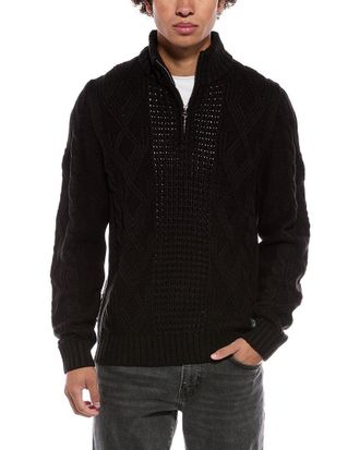 Weatherproof Vintage Chunky Cable Knit Quarter Zip Mock Neck Sweater