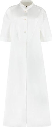 Jil Sander Katoenen overhemdjurk met manchetten - Dames - Shirt Kleedjes - Wit - S - Katoen - Kleedjes