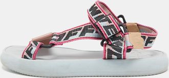 Off-white Multicolor Canvas Preloved Track Logo Slingback Sandals