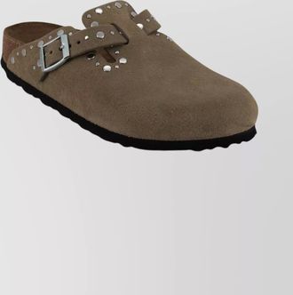 Birkenstock suede sabot silver studs detail