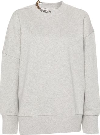 Stella McCartney chain-link-detailing mélange sweatshirt - women - Aluminium/Cotton - L - Grey