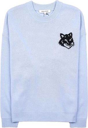 Maison Kitsun&eacute; Maglia - Heren - Ronde hals truien - Blauw - M - Wol - Truien & Vesten
