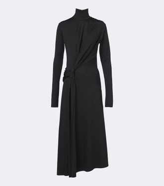 Victoria Beckham Letice gathered turtleneck jersey midi dress