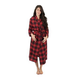 Leveret Christmas Womens Flannel Robe Plaid