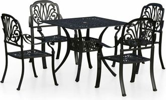 vidaXL 5 Piece Bistro Set Cast Aluminium Black vidaXL