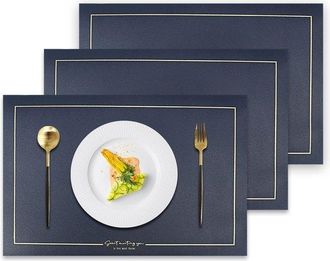 No Brand 3 Piezas - 45 X 30 Cm - Manteles Individuales Cuadrados De Cuero - Manteles Individuales Para Hoteles Y Restaurantes - F&aacute;ciles De Limpiar - Protectore