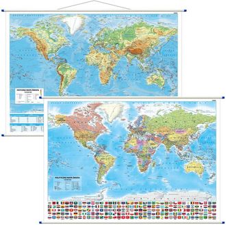 OEM Mapa Mundial A Escala 1:30.000.000. Mapa Mural A Doble Cara. Informaci&oacute;n Pol&iacute;tica Y Geogr&aacute;fica. Edici&oacute;n 2024